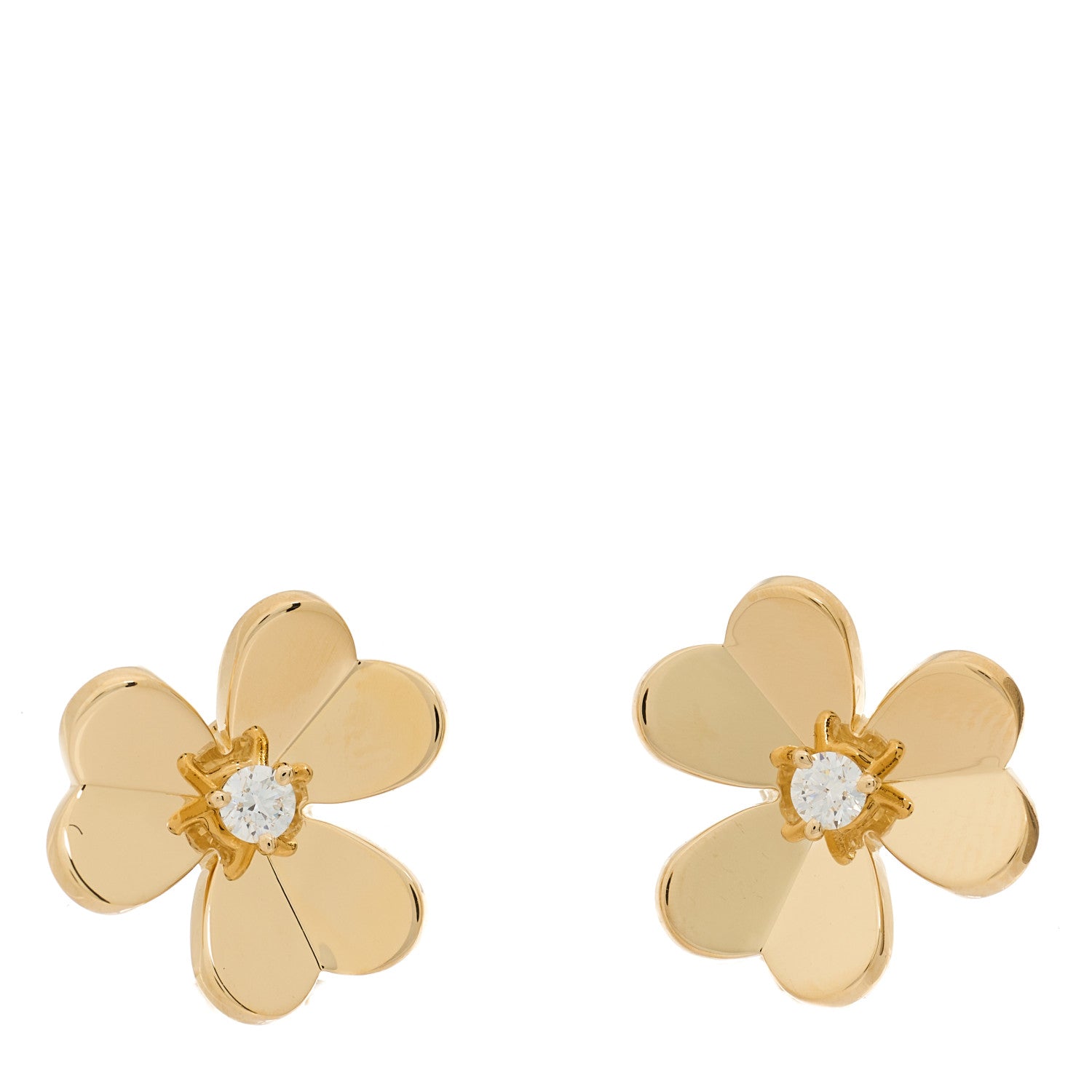Van Cleef & Arpels 18K Yellow Gold Diamond Small Frivole Earrings 1 of 6