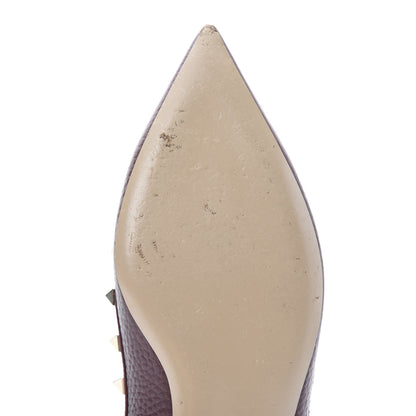 Valentino Garavani Pebbled Calfskin Rockstud Cage Ballerina Flats 38 Rubin 8 of 12