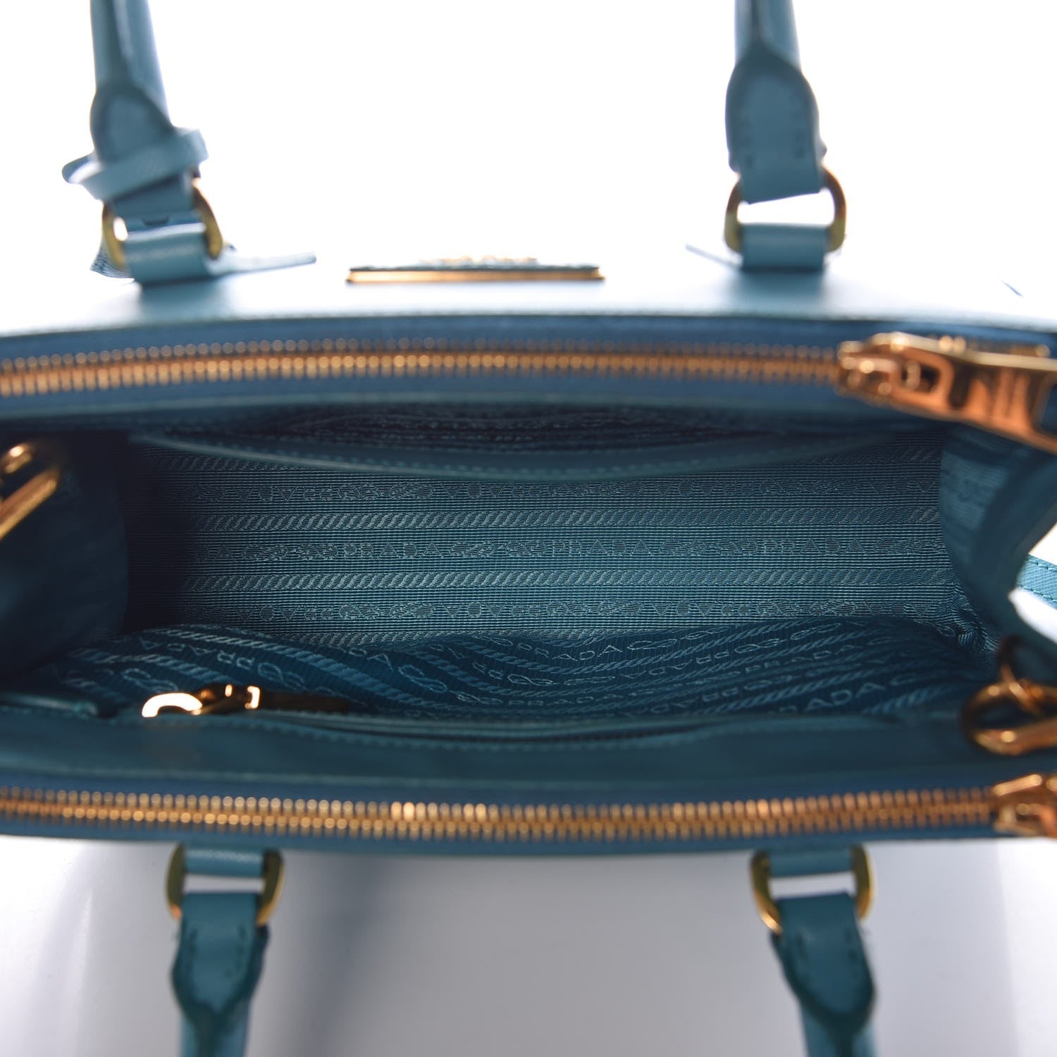 Prada Saffiano Mini Galleria Double Zip Tote Turchese 5 of 7