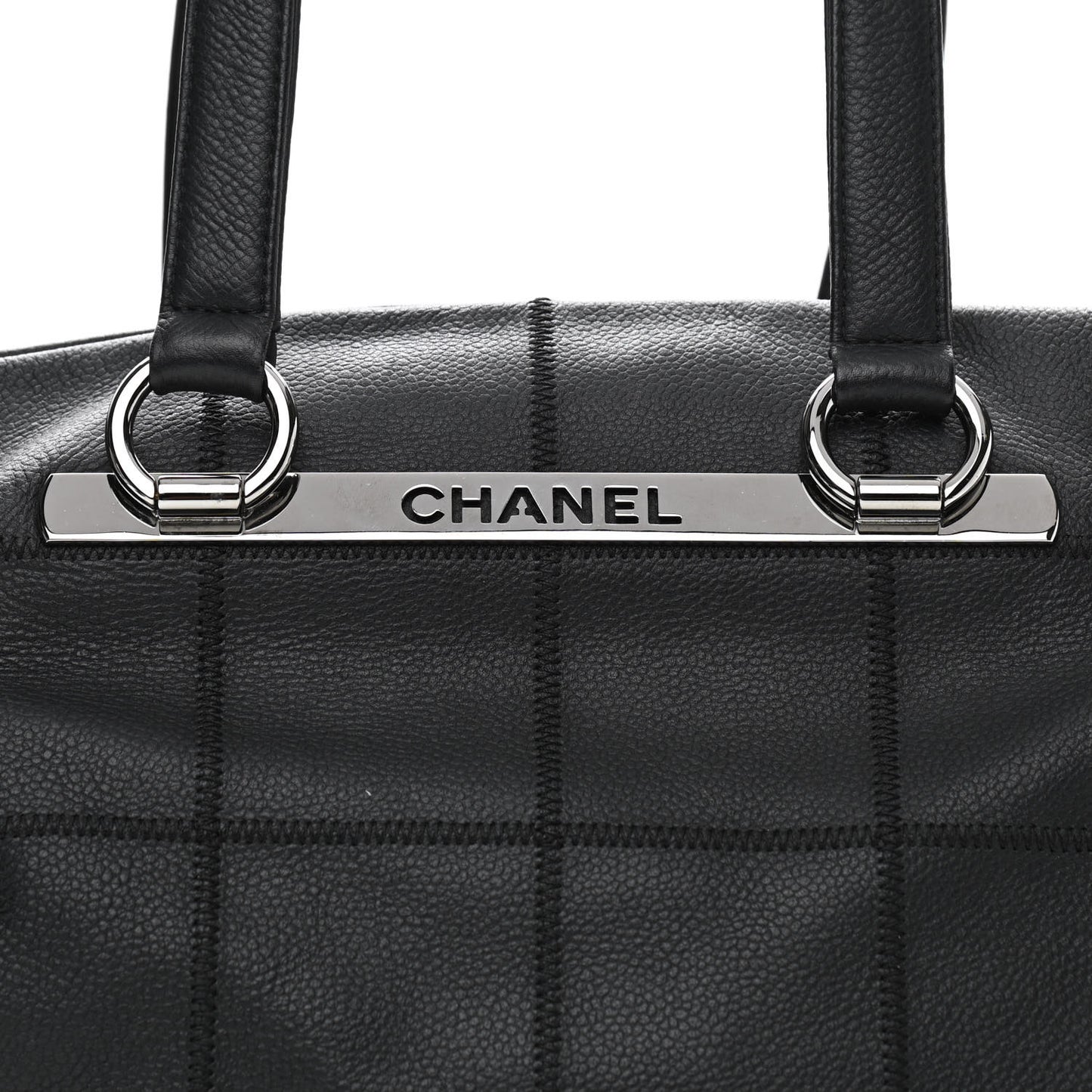 Caviar Square Stitched Large Tote Black