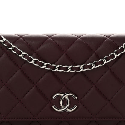 Chanel Lambskin Quilted Enamel CC Wallet On Chain WOC Burgundy 9 of 13