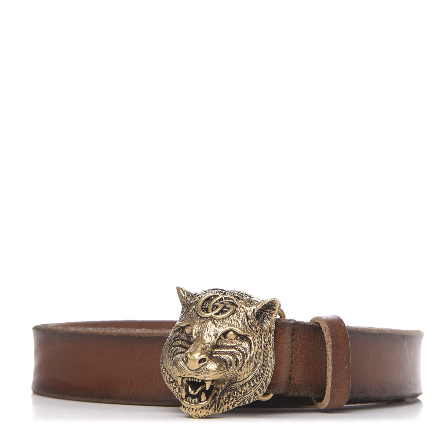Calfskin Brass Feline Buckle Belt 90 36 Toscano