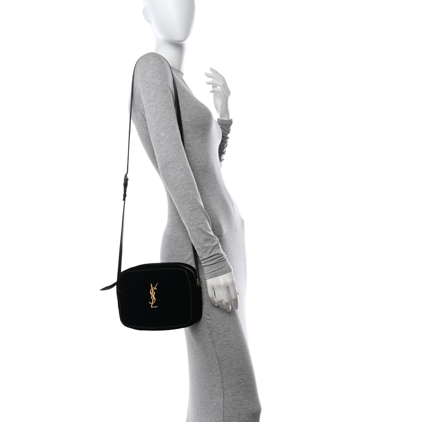 Velvet Matelasse Monogram Lou Camera Bag Black