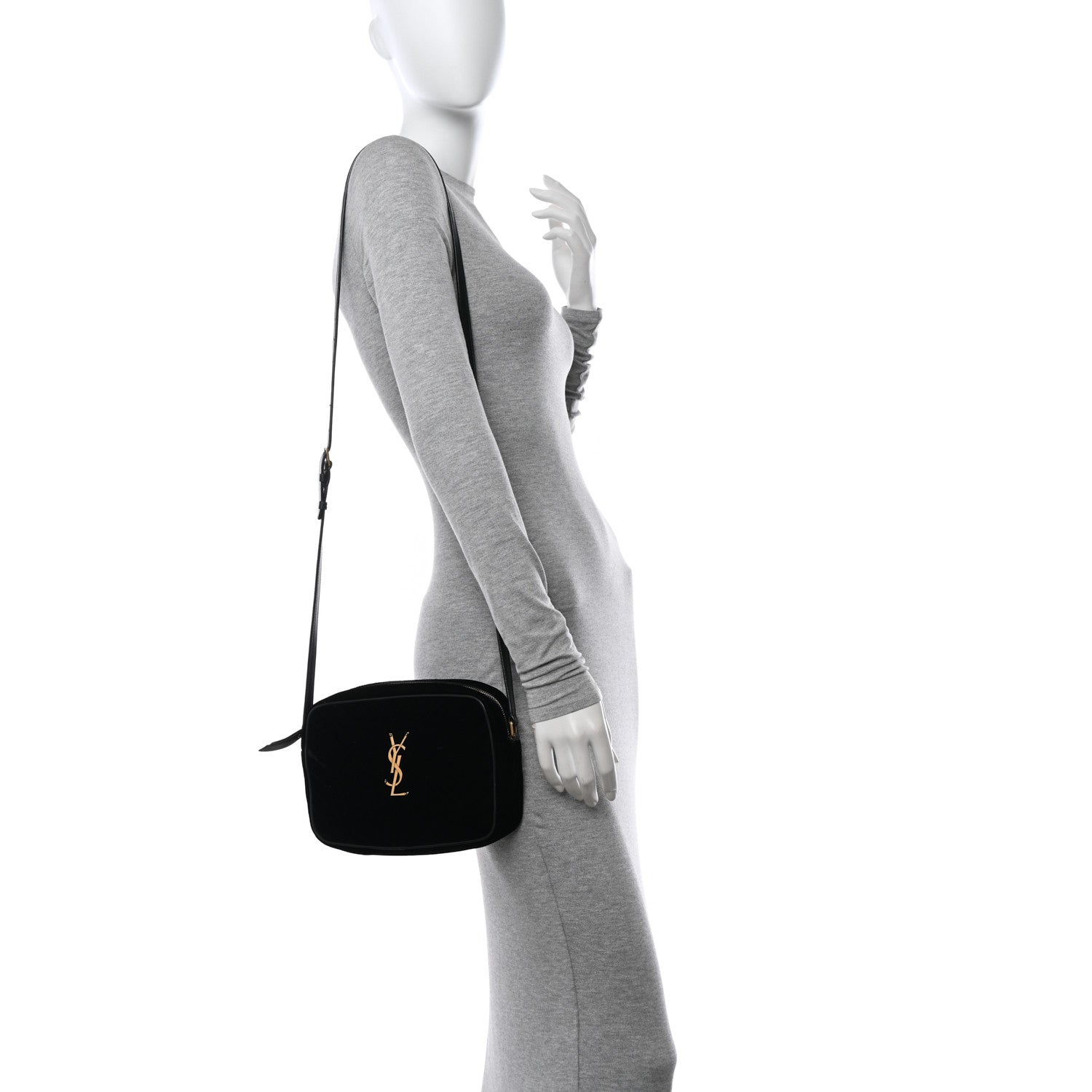 Saint Laurent Velvet Matelasse Monogram Lou Camera Bag Black 2 of 10