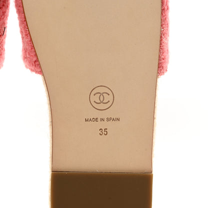 Chanel Tweed Grosgrain CC Mule Slide 35 Pink Black 6 of 9