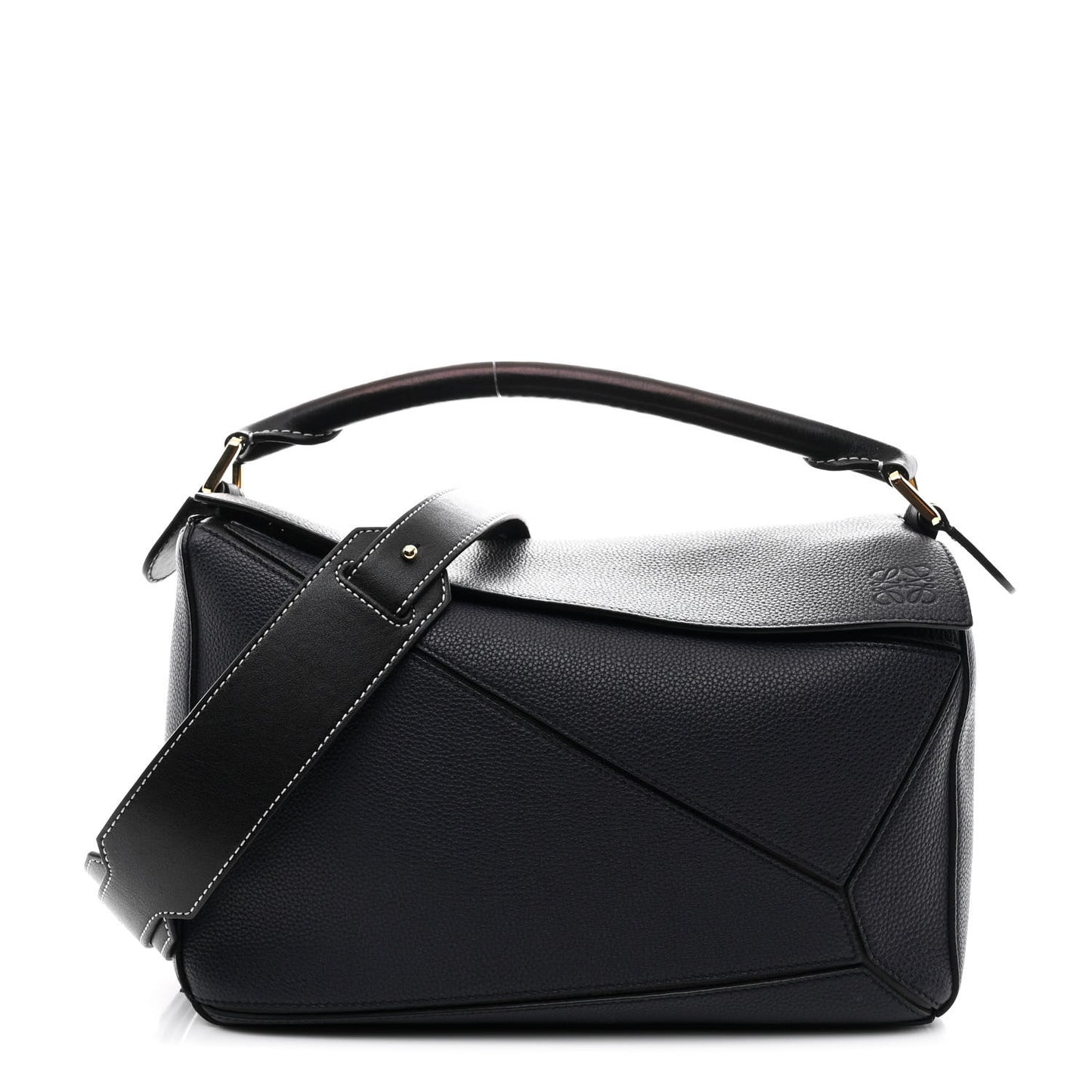 Calfskin Medium Puzzle Bag Midnight Blue Black