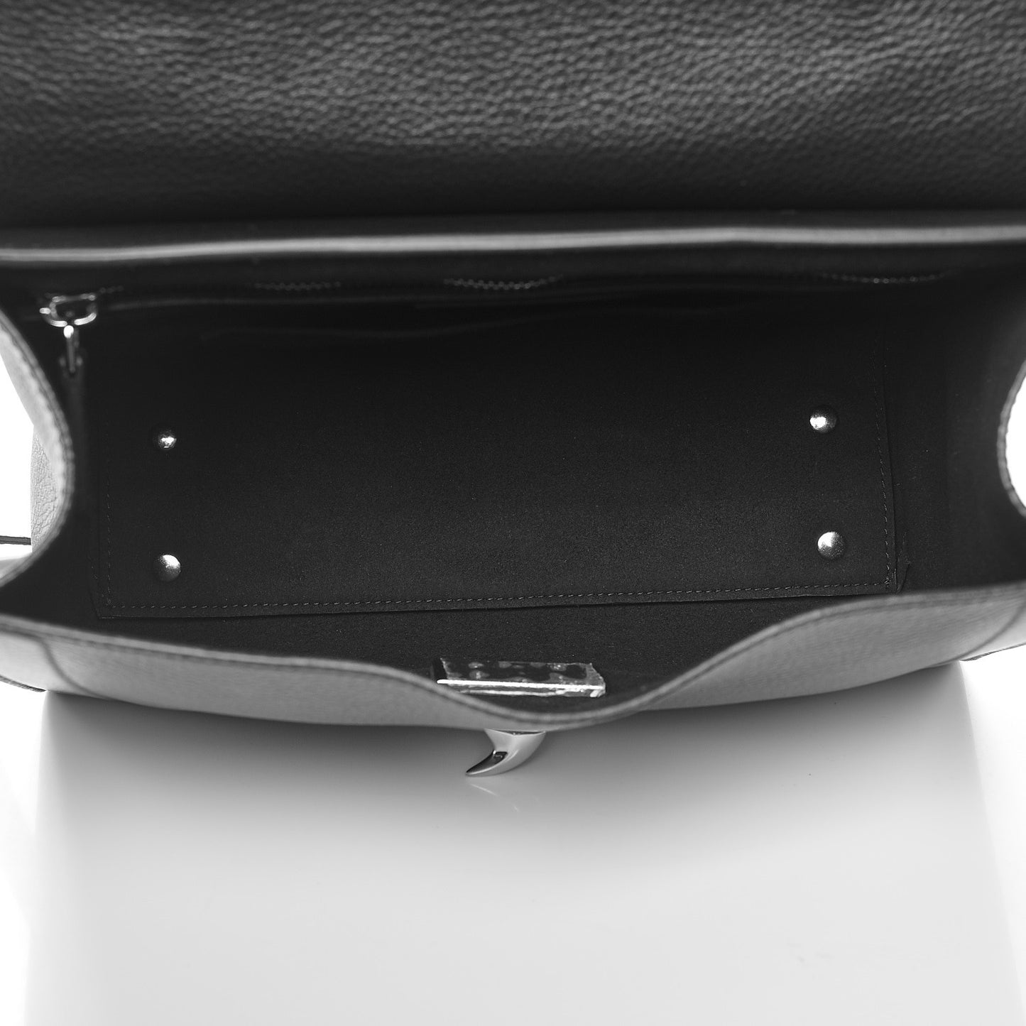 Grained Calfskin Small Shark Lock Satchel Black