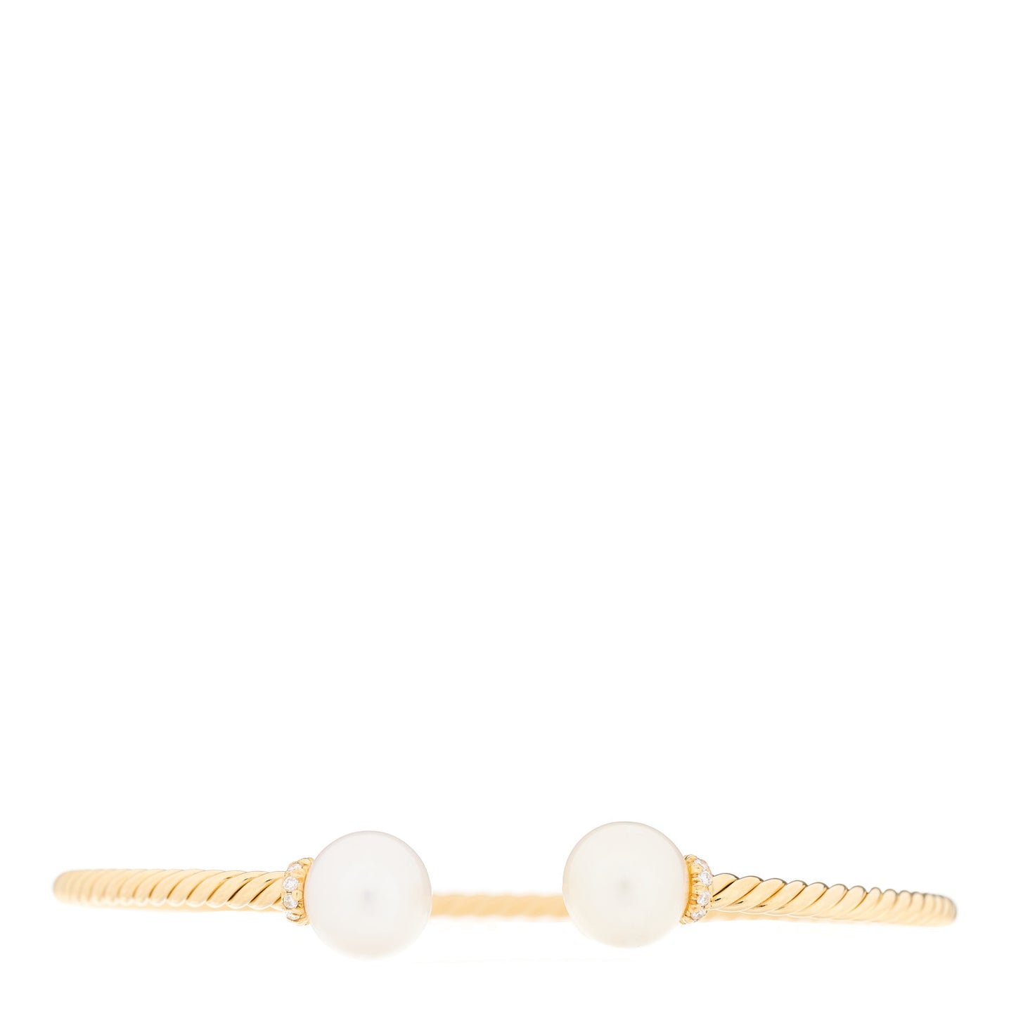 18K Yellow Gold Diamond Pearl 8.5mm Solari Bracelet