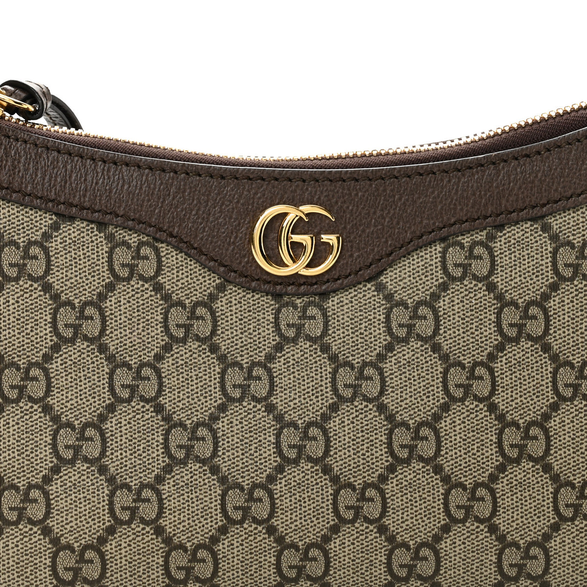 GG Supreme Monogram Textured Dollar Calfskin Small Ophidia Hobo Beige Ebony New Acero