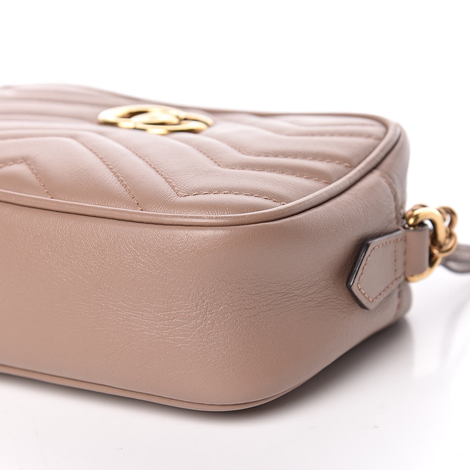 Gucci Calfskin Matelasse Mini GG Marmont Chain Shoulder Bag Nude 11 of 12
