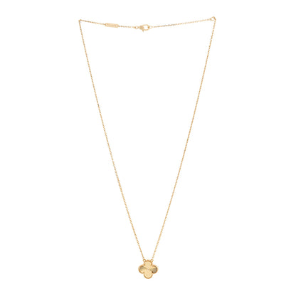 Van Cleef & Arpels 18K Yellow Gold Guilloche Vintage Alhambra Pendant Necklace 3 of 6