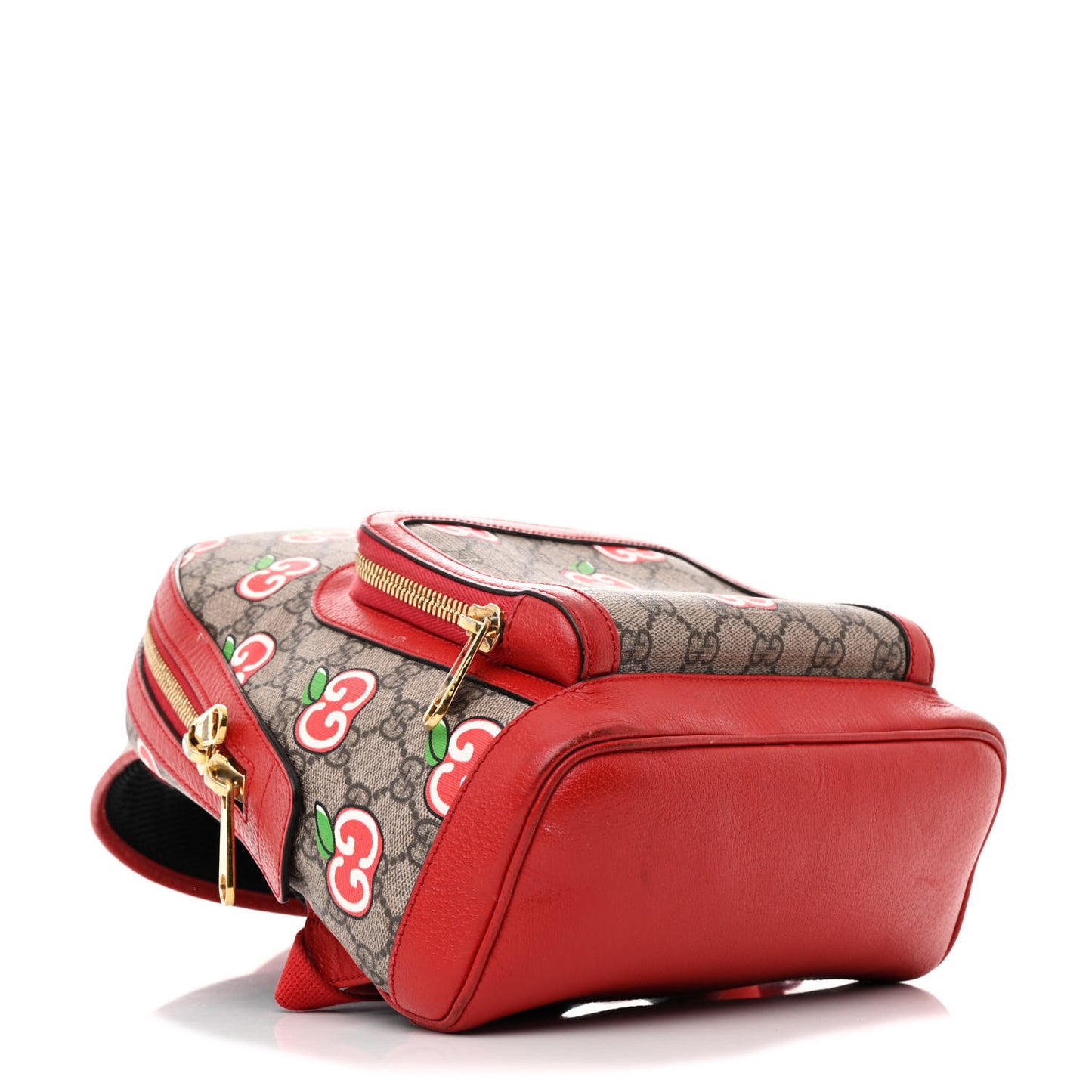 GG Supreme Monogram Apple Small Retro Interlocking G Day Backpack Beige Multicolor Lobster Red