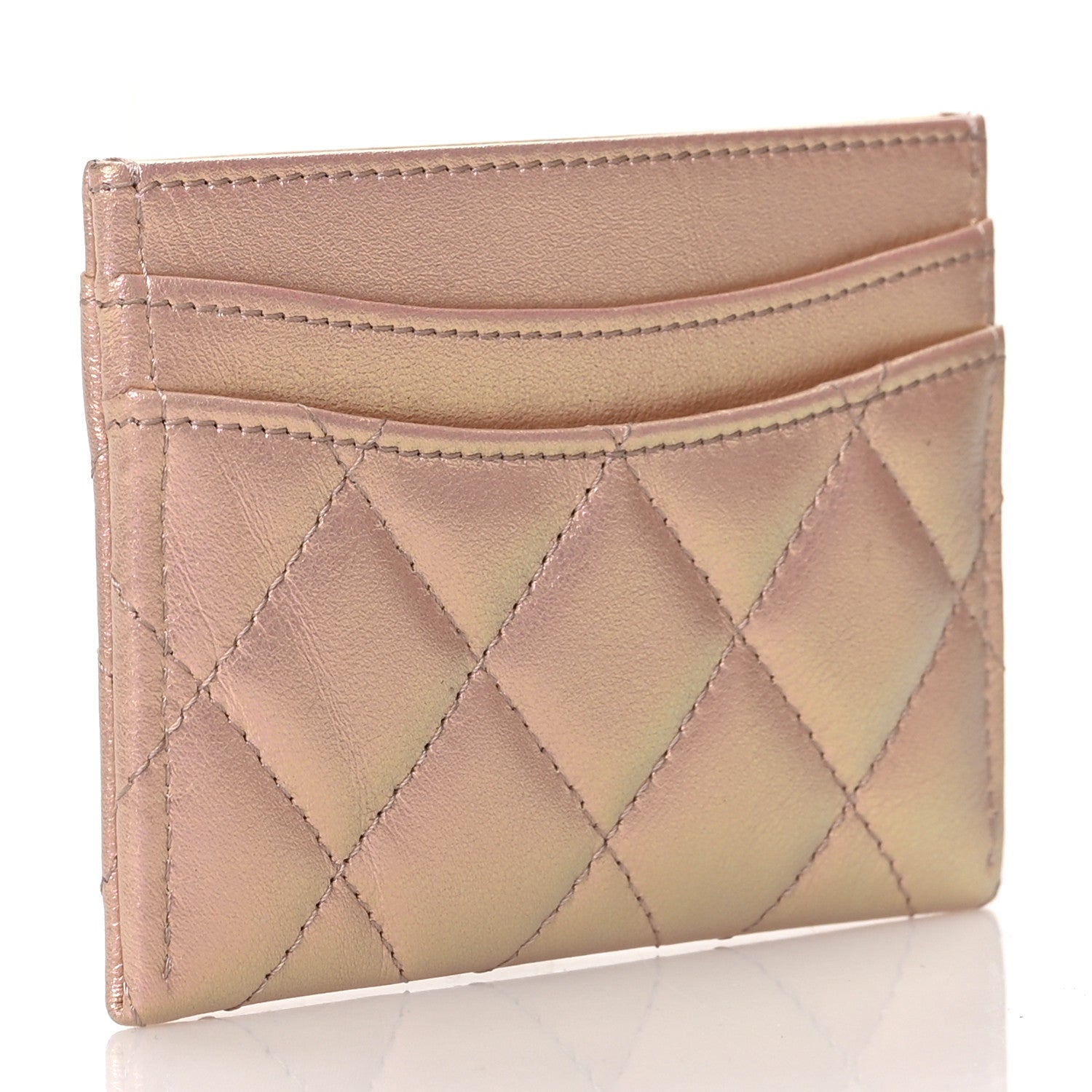 Chanel Iridescent Calfskin Quilted Card Holder Pink 3 of 8