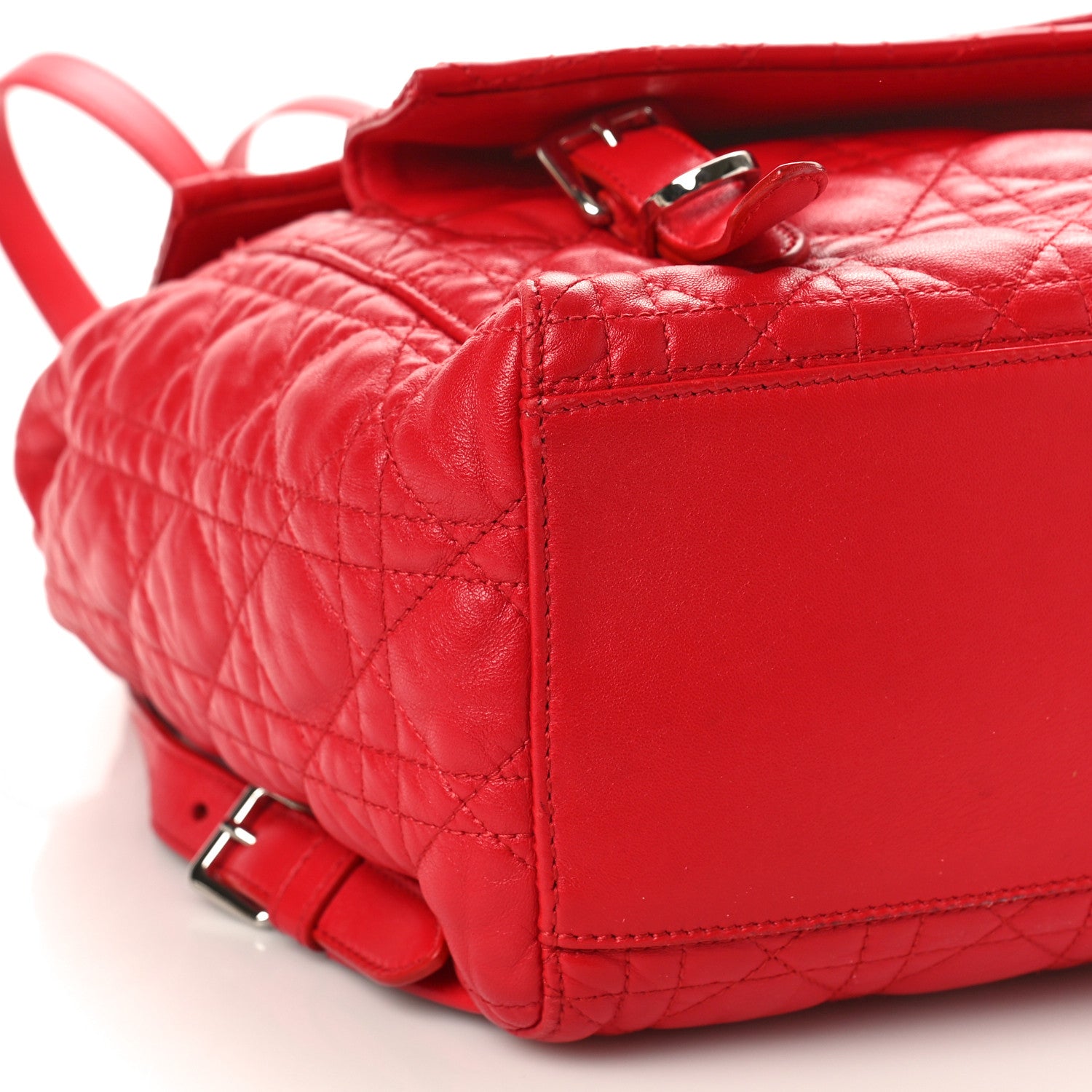Christian Dior CHRISTIAN DIOR Lambskin Cannage Large Stardust Backpack Red 8 of 12
