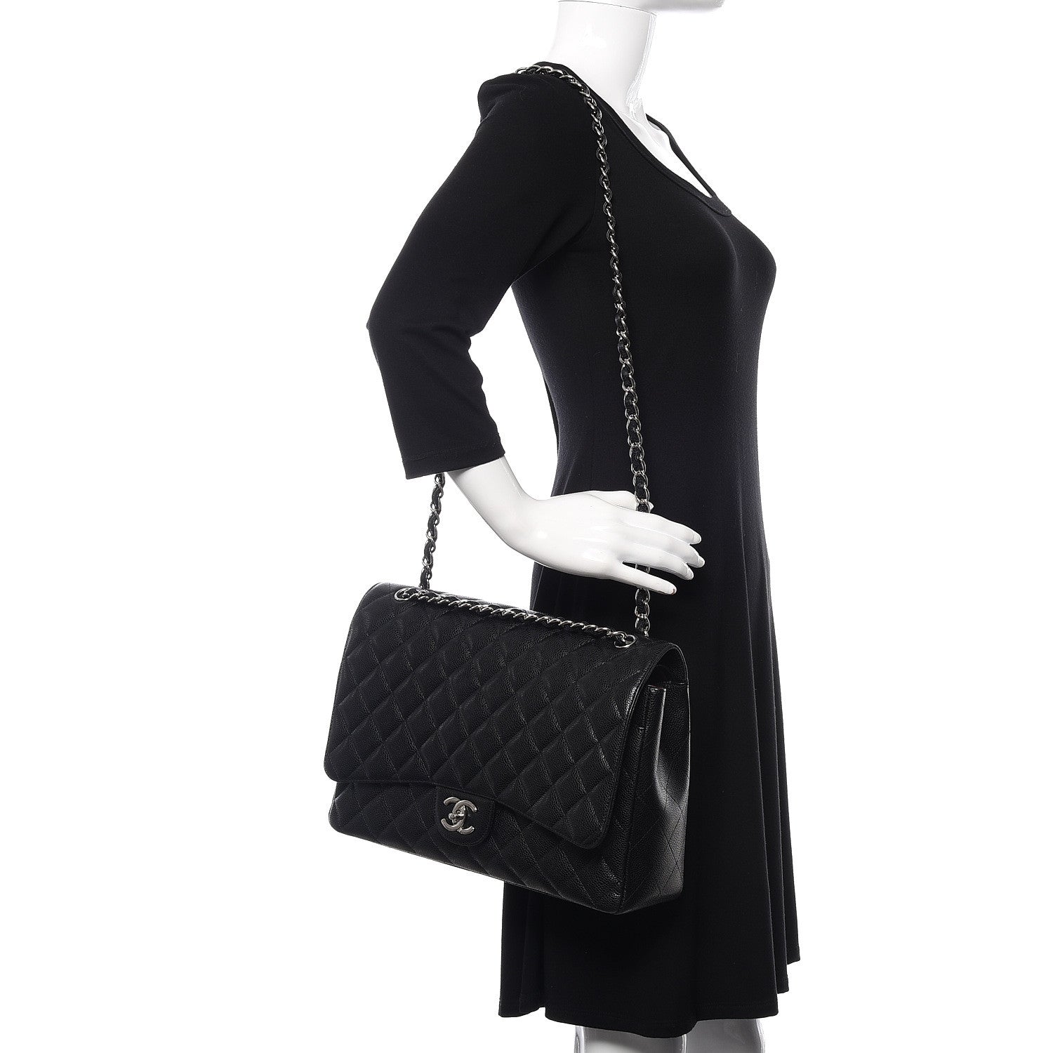 Chanel Caviar Quilted Maxi Double Flap Black 2 of 16
