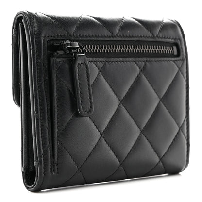 Chanel Lambskin Quilted Compact Flap Wallet So Black 3 of 8
