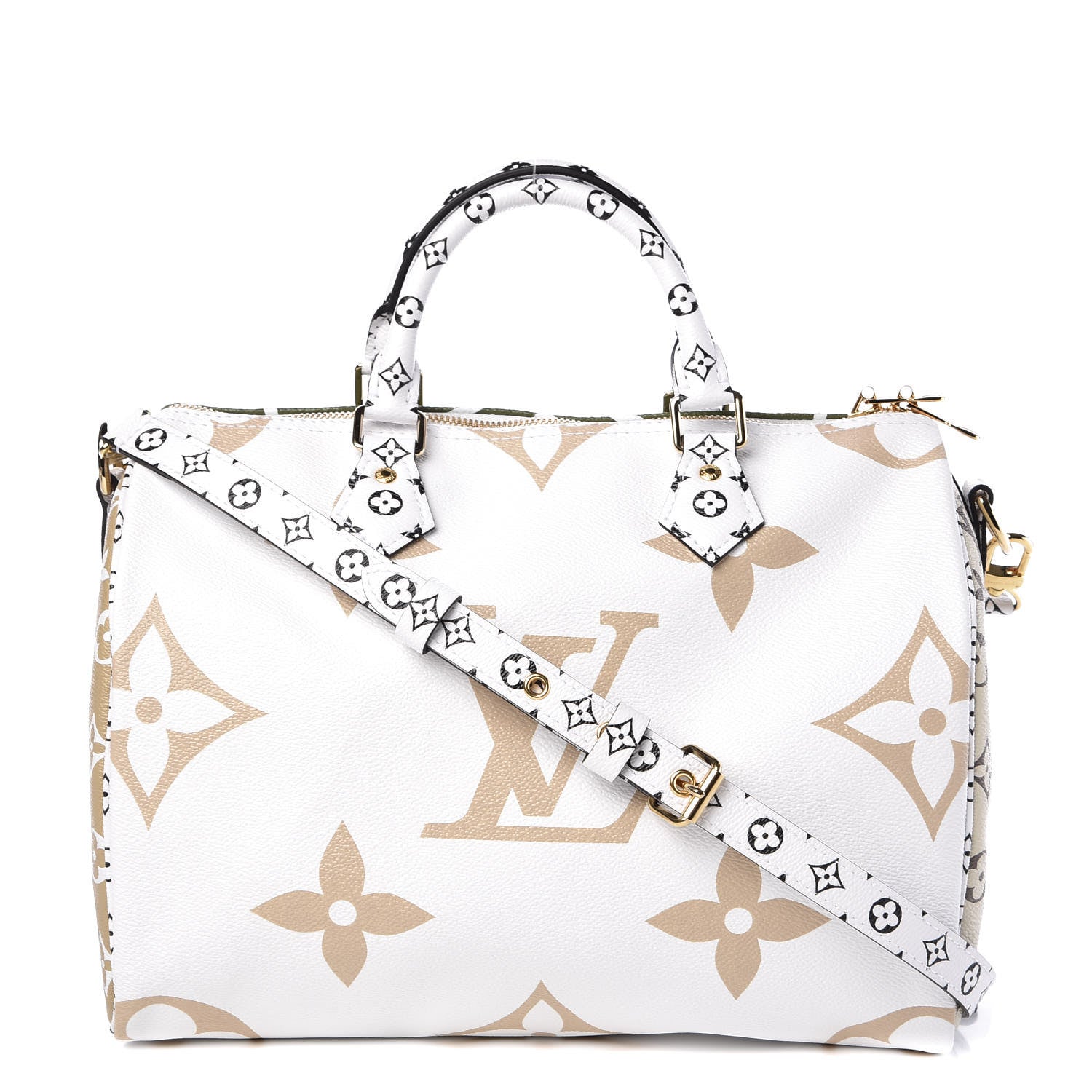 Louis Vuitton Monogram Giant Speedy Bandouliere 30 Kaki Beige 1 of 10