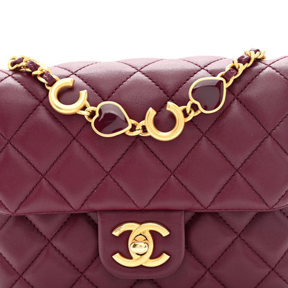 Chanel Lambskin Enamel Quilted Mini Coco Hearts Square Flap Burgundy 8 of 11