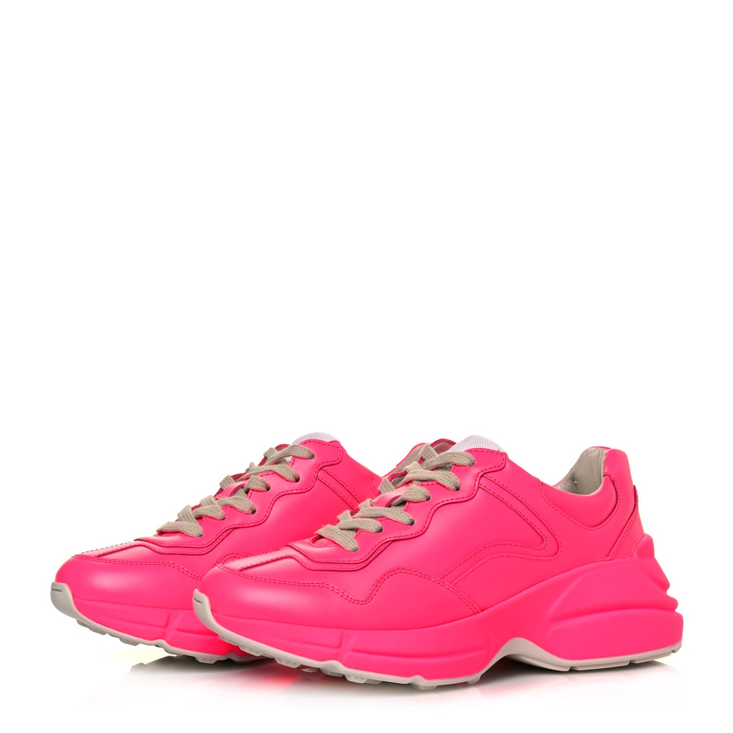 Gucci Calfskin Womens Rhyton Sneakers 36.5 Fluo Fuxia 7 of 14