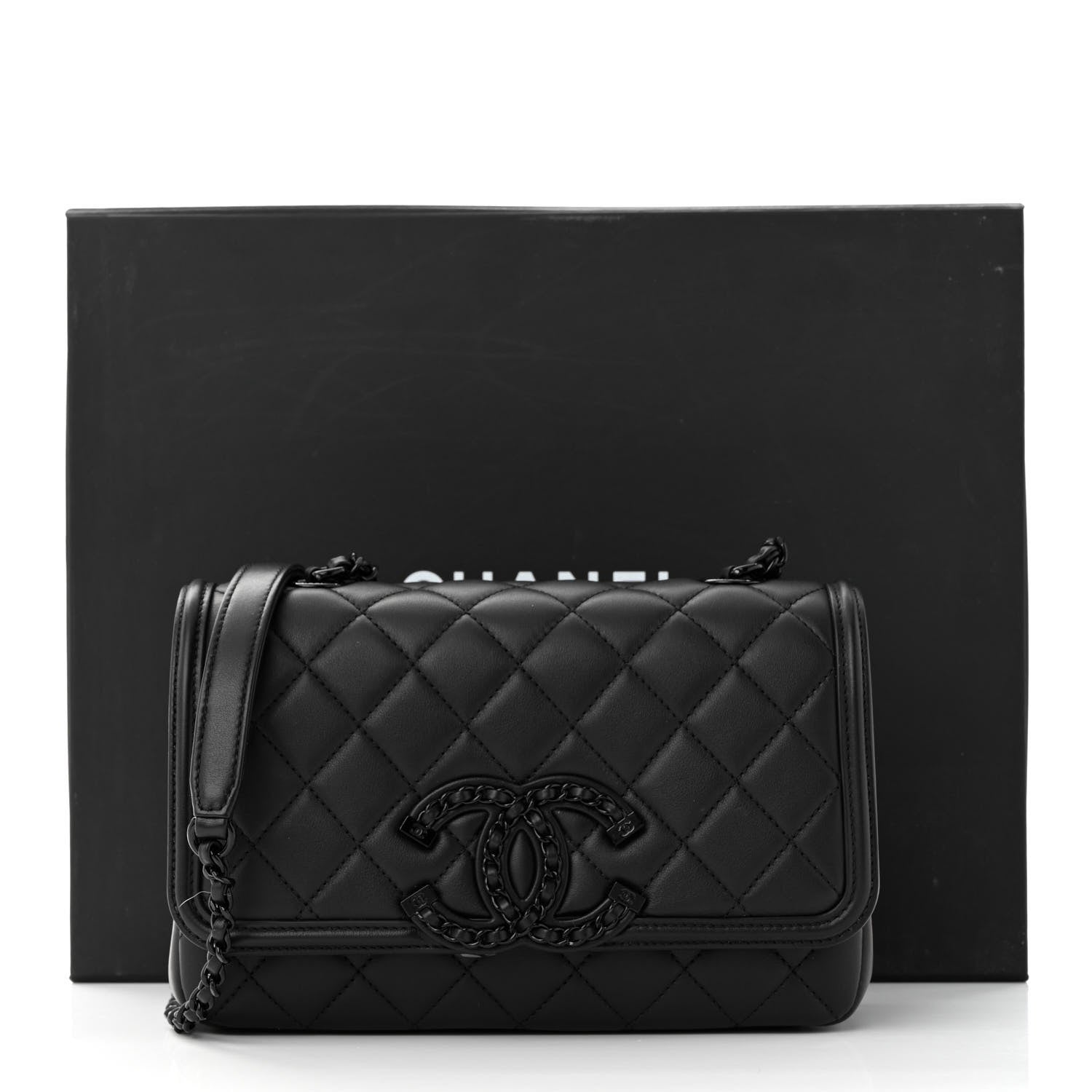 Chanel Lambskin Quilted Small CC Filigree Flap Black 11 of 11