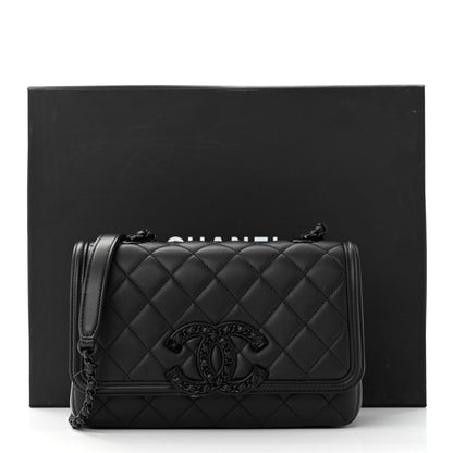 Chanel Lambskin Quilted Small CC Filigree Flap Black 11 of 11