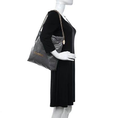 Chanel Shiny Calfskin Quilted Small Chanel 22 Grey 2 of 12