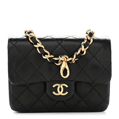 Chanel Lambskin Quilted Mini Flap Belt Bag Charm Black 1 of 9