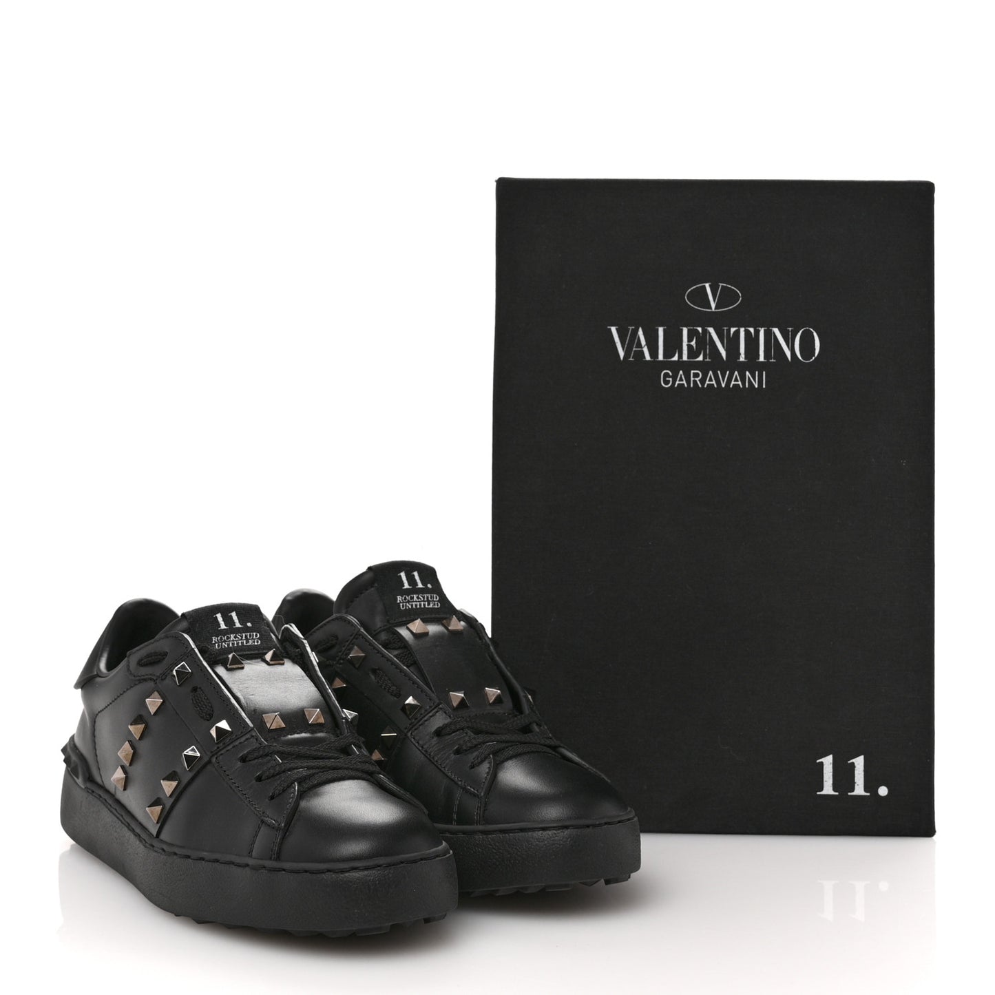 Calfskin Rockstud Untitled Open Sneakers 38.5 Black