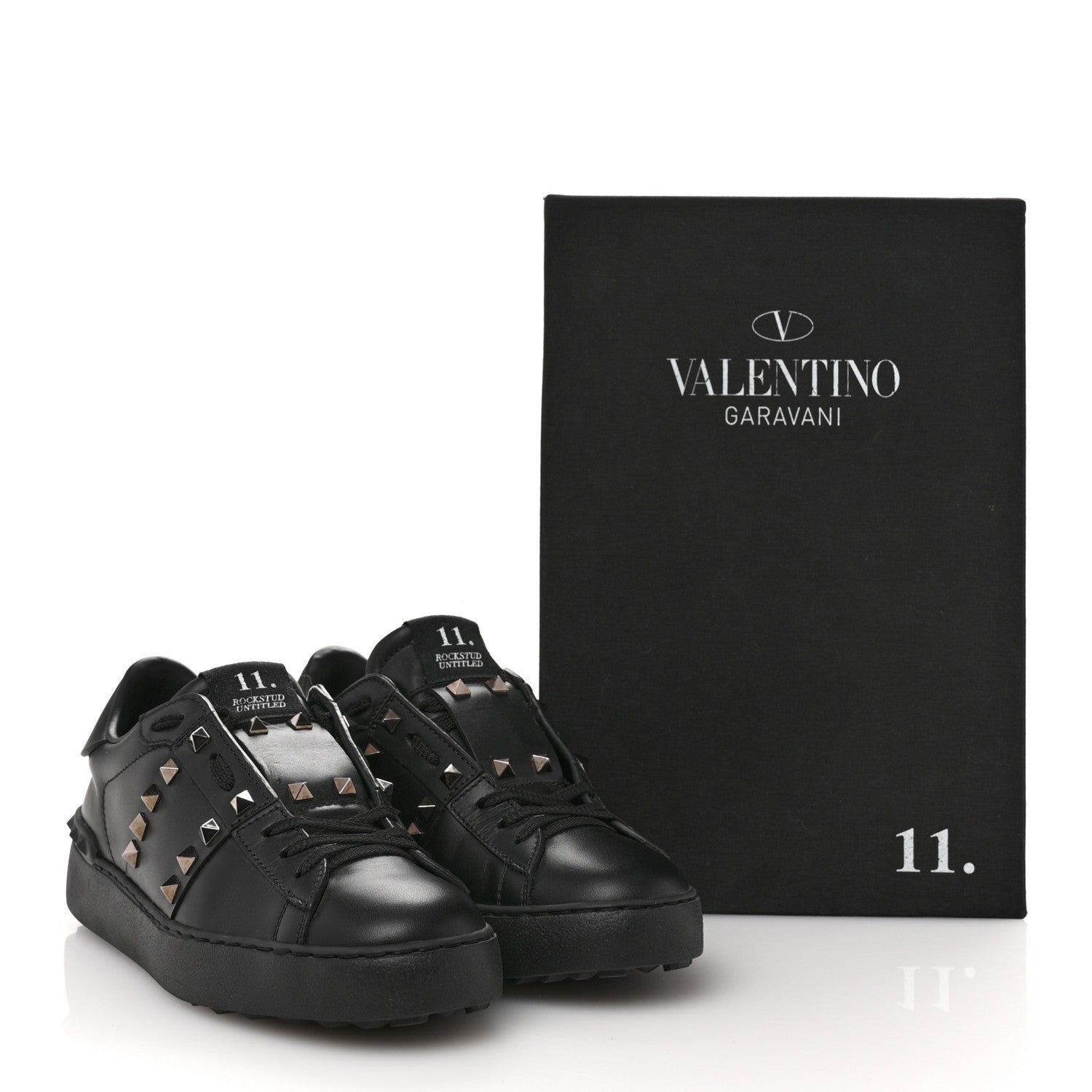 Valentino Garavani Calfskin Rockstud Untitled Open Sneakers 38.5 Black 10 of 10