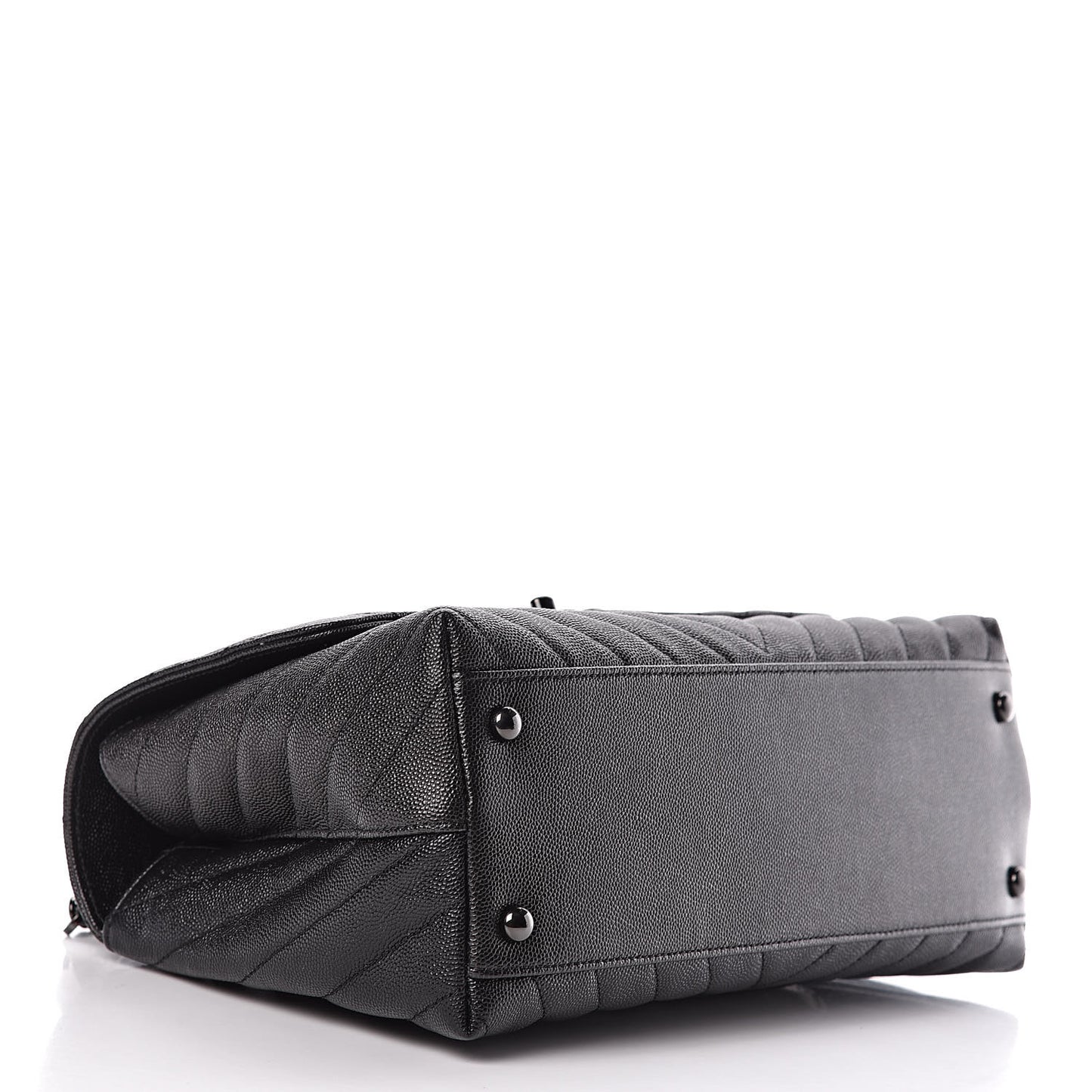 Caviar Chevron Quilted Small Coco Handle Flap So Black