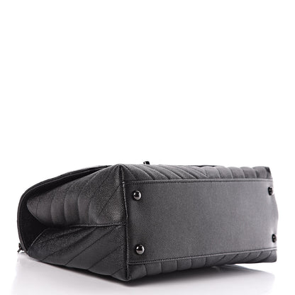Chanel Caviar Chevron Quilted Small Coco Handle Flap So Black 4 of 9