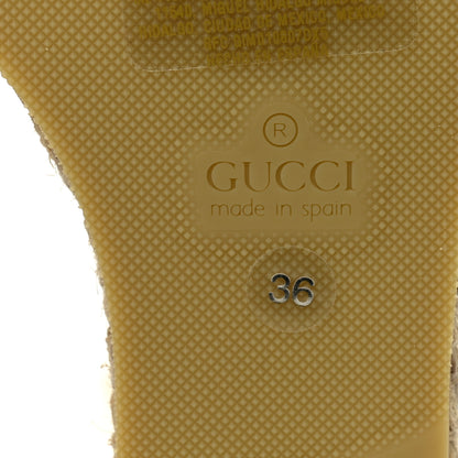 Gucci Monogram Patches Ankle Wrap Platform 35/120mm Espadrille Wedges 36 Beige White 6 of 7