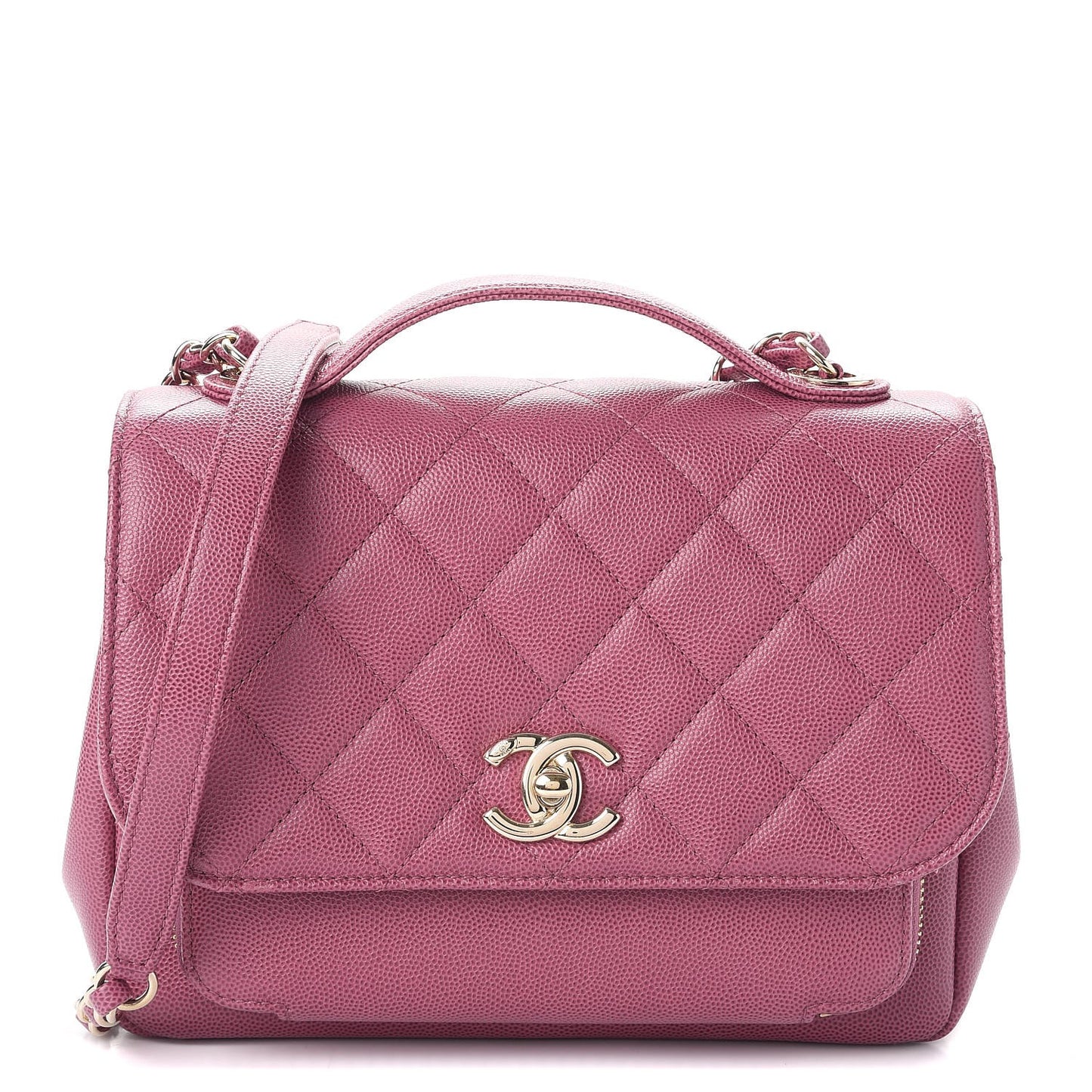 Caviar Quilted Small Business Affinity Flap Dark Pink