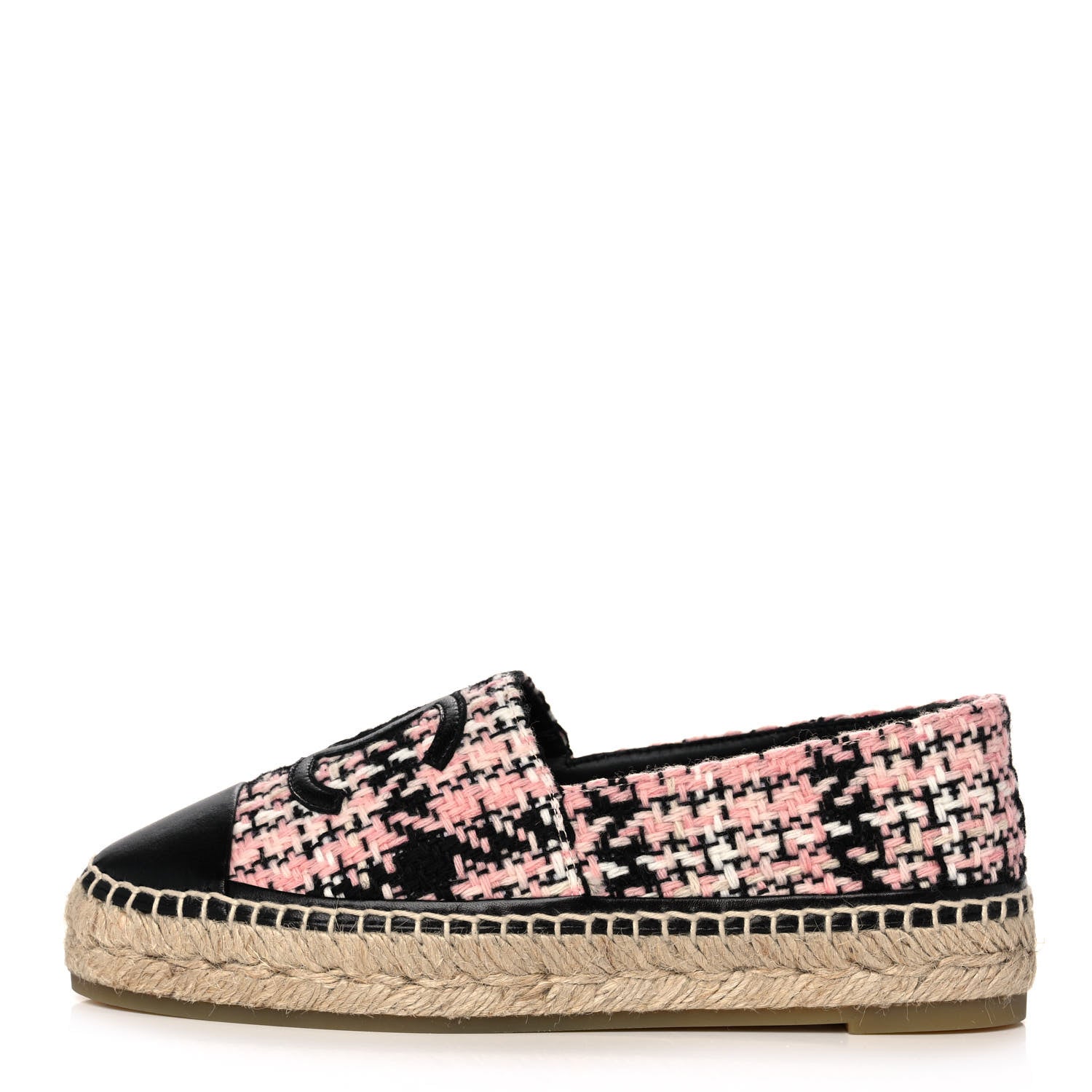 Chanel Tweed Lambskin CC Espadrilles 36 Pink Black 1 of 10