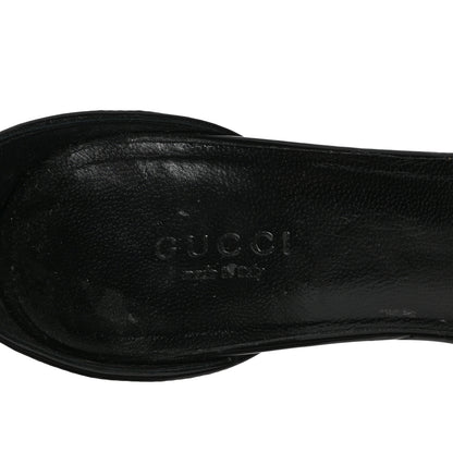 Gucci Vitello Vernice Cork Wedge Sandals 6.5 Black Naturale 7 of 9