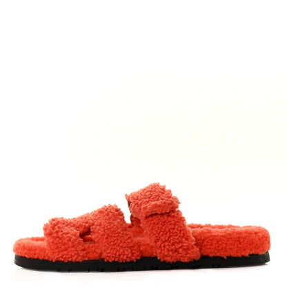 Hermes Woolskin Womens Chypre Sandals 38 Orange 1 of 8