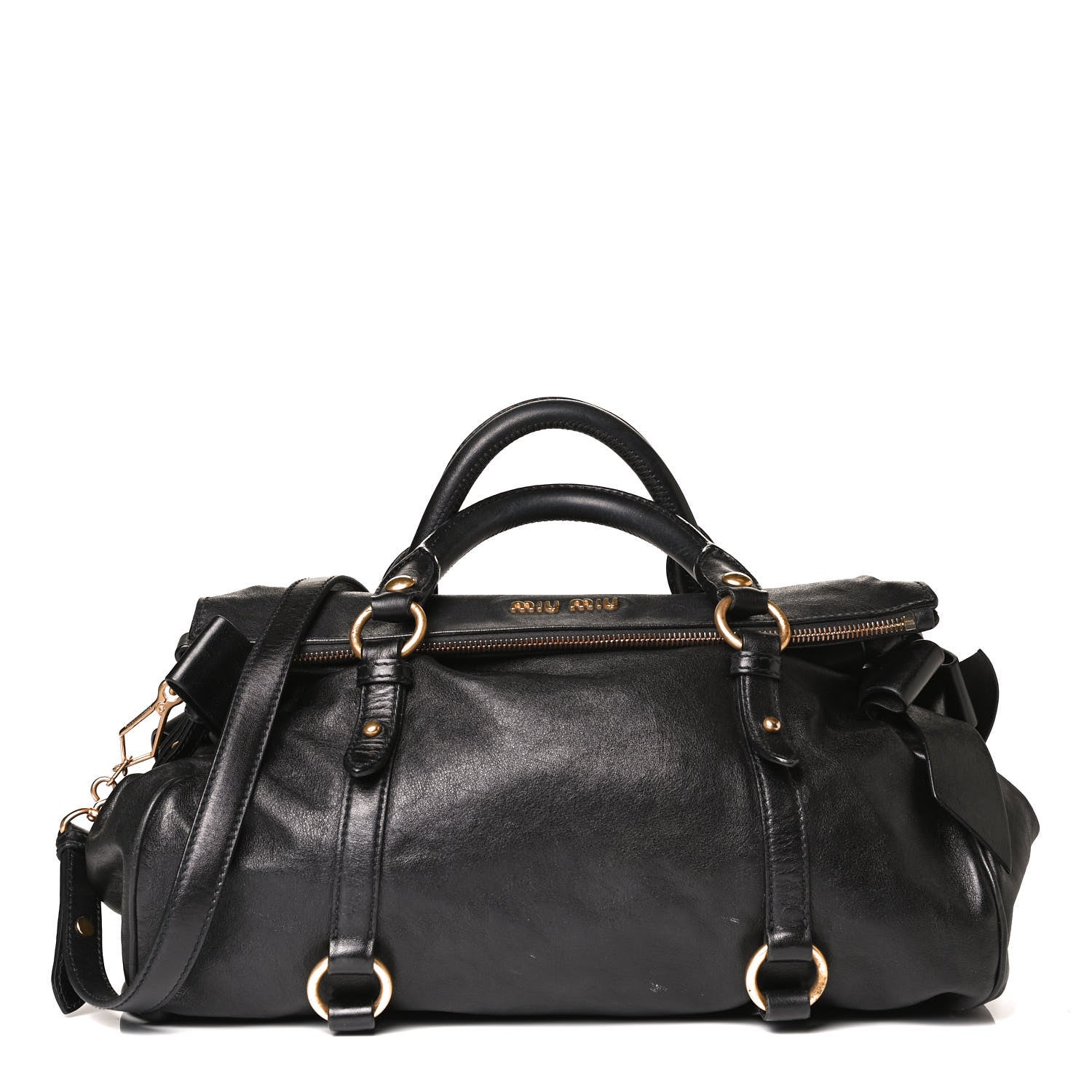 Miu Miu Vitello Lux Bow Tote Black 1 of 13