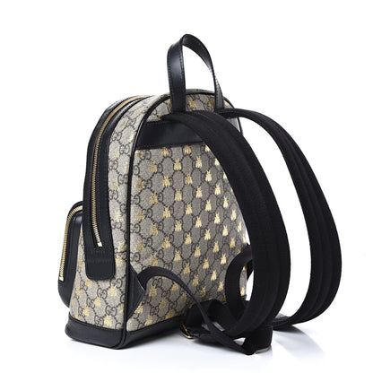 Gucci GG Supreme Monogram Bees Print Small Day Backpack Beige Oro Black 2 of 13