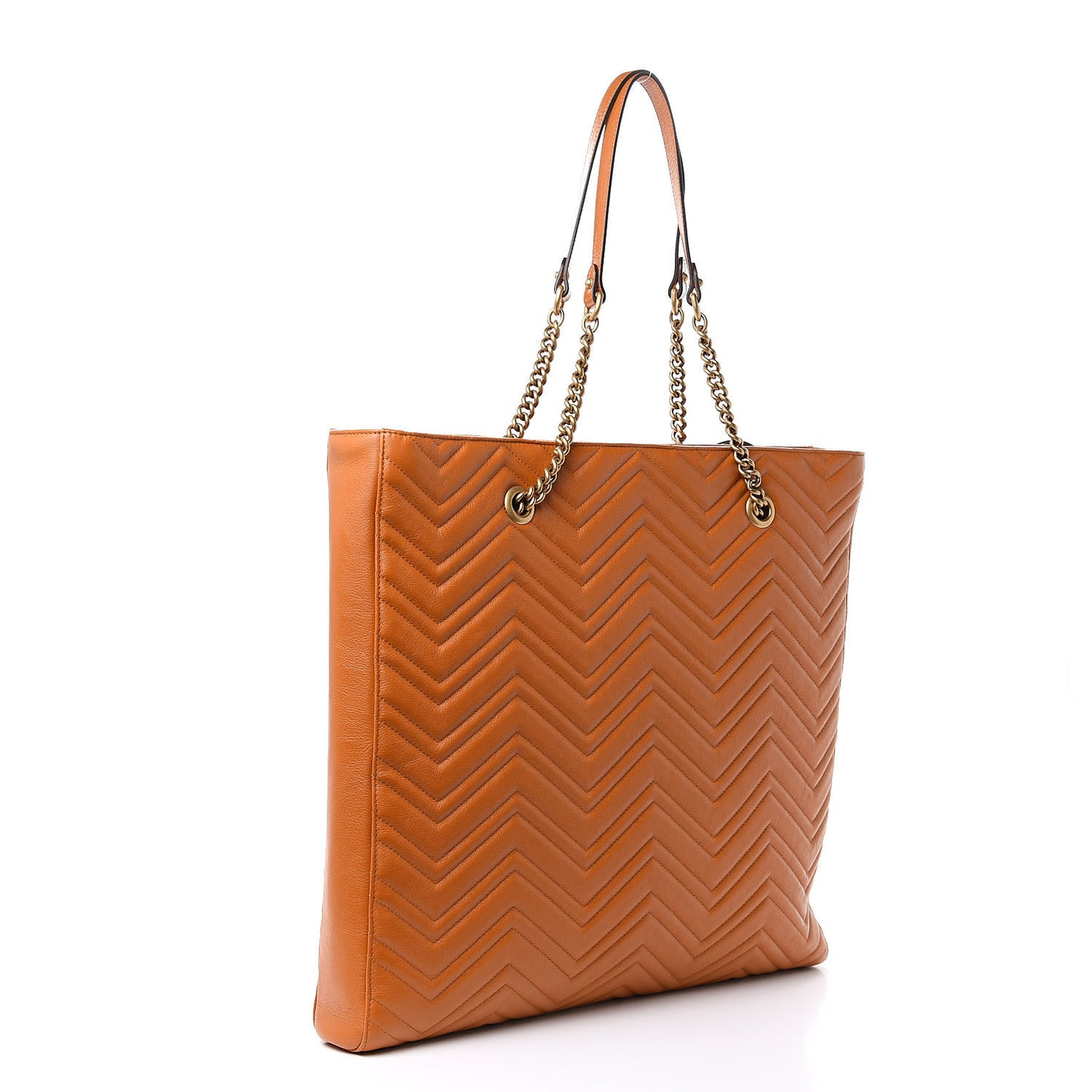 Azalea Calfskin Matelasse Large GG Marmont Slim Tote Cognac