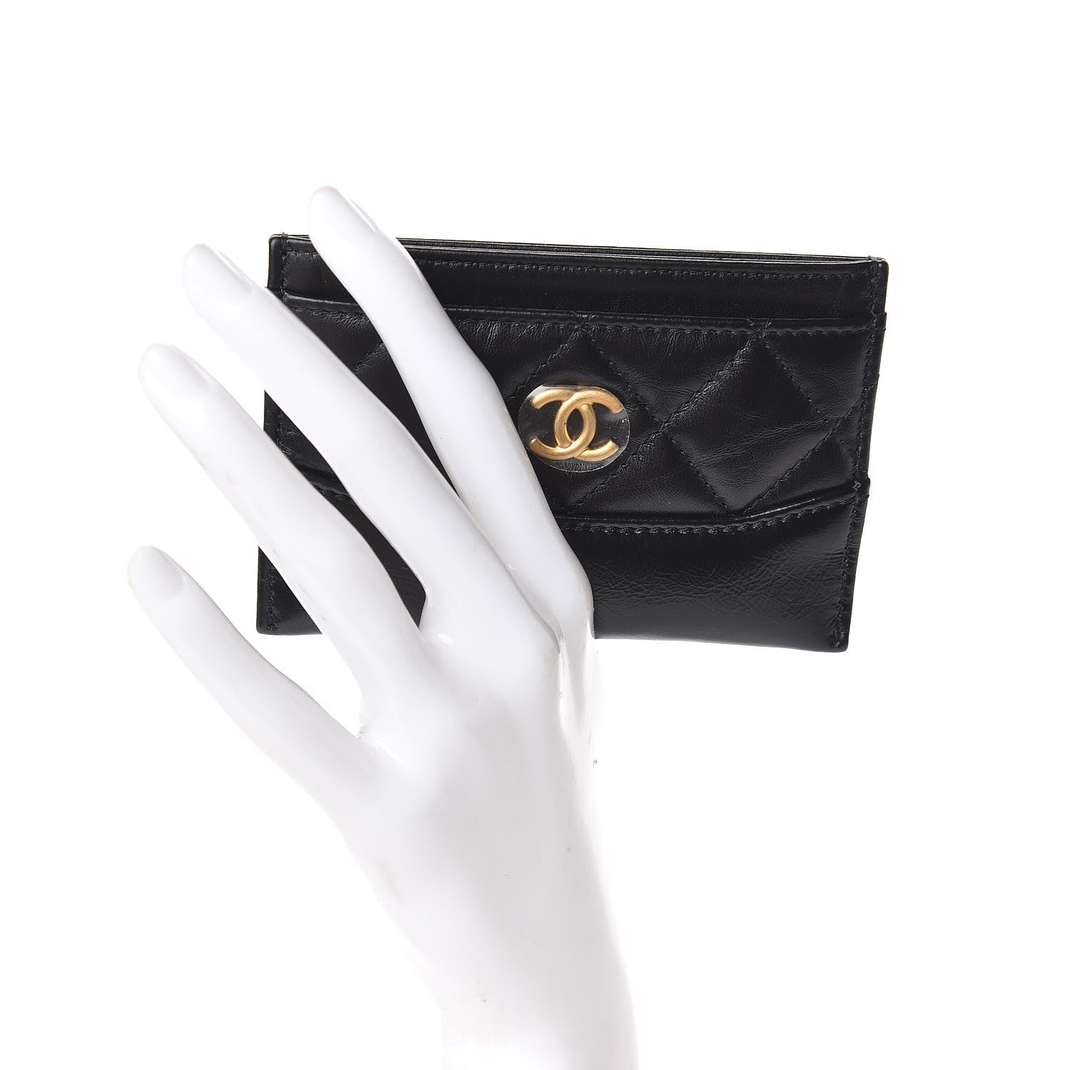 Chanel Aged Calfskin Quilted Gabrielle Card Holder Black 2 of 9