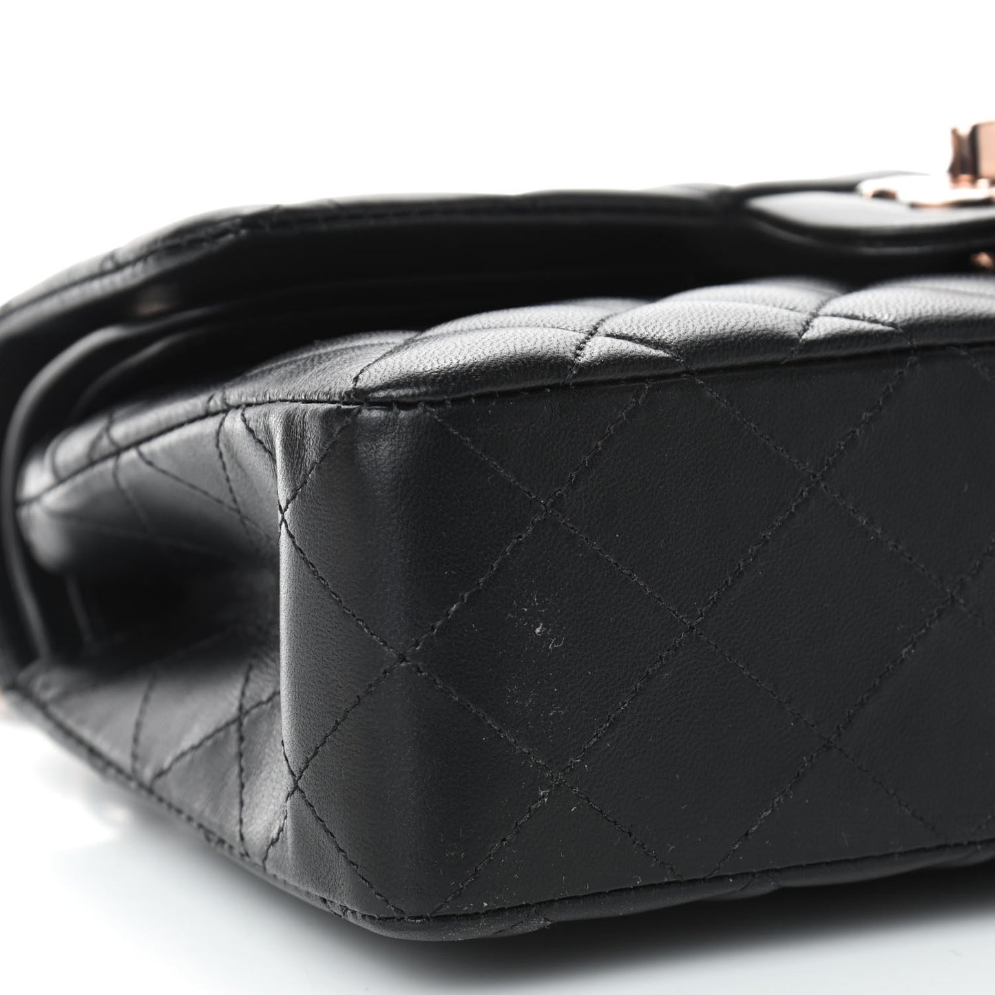 Lambskin Quilted Small Double Flap Black