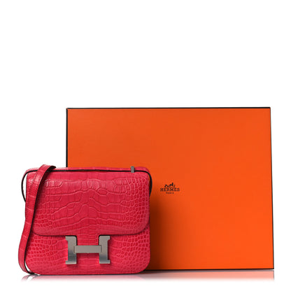 Hermes Matte Alligator Constance 18 Rose Extreme 15 of 15