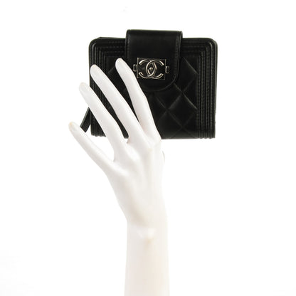 Chanel Lambskin Quilted Boy Zipped Pocket Wallet Black 2 of 9