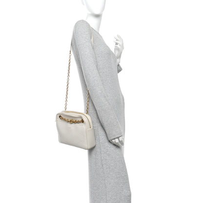 Saint Laurent Lambskin Quilted Le Maillon Chain Strap Crossbody Crema Soft 2 of 12