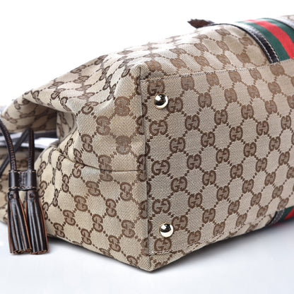 Gucci Monogram Vintage Web Large Tassel Tote Brown 8 of 11