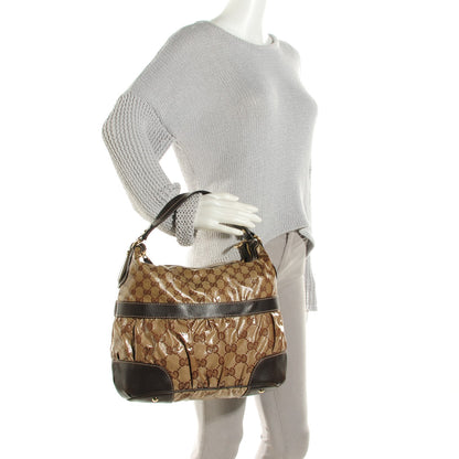Gucci Crystal Monogram Mix Hobo Dark Brown 2 of 6