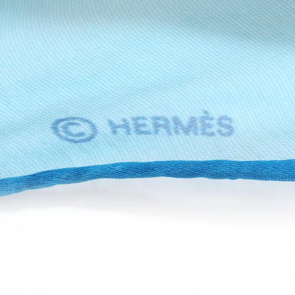 Hermes Silk Mousseline Pointu Triangle Scarf Bleu 10 of 12
