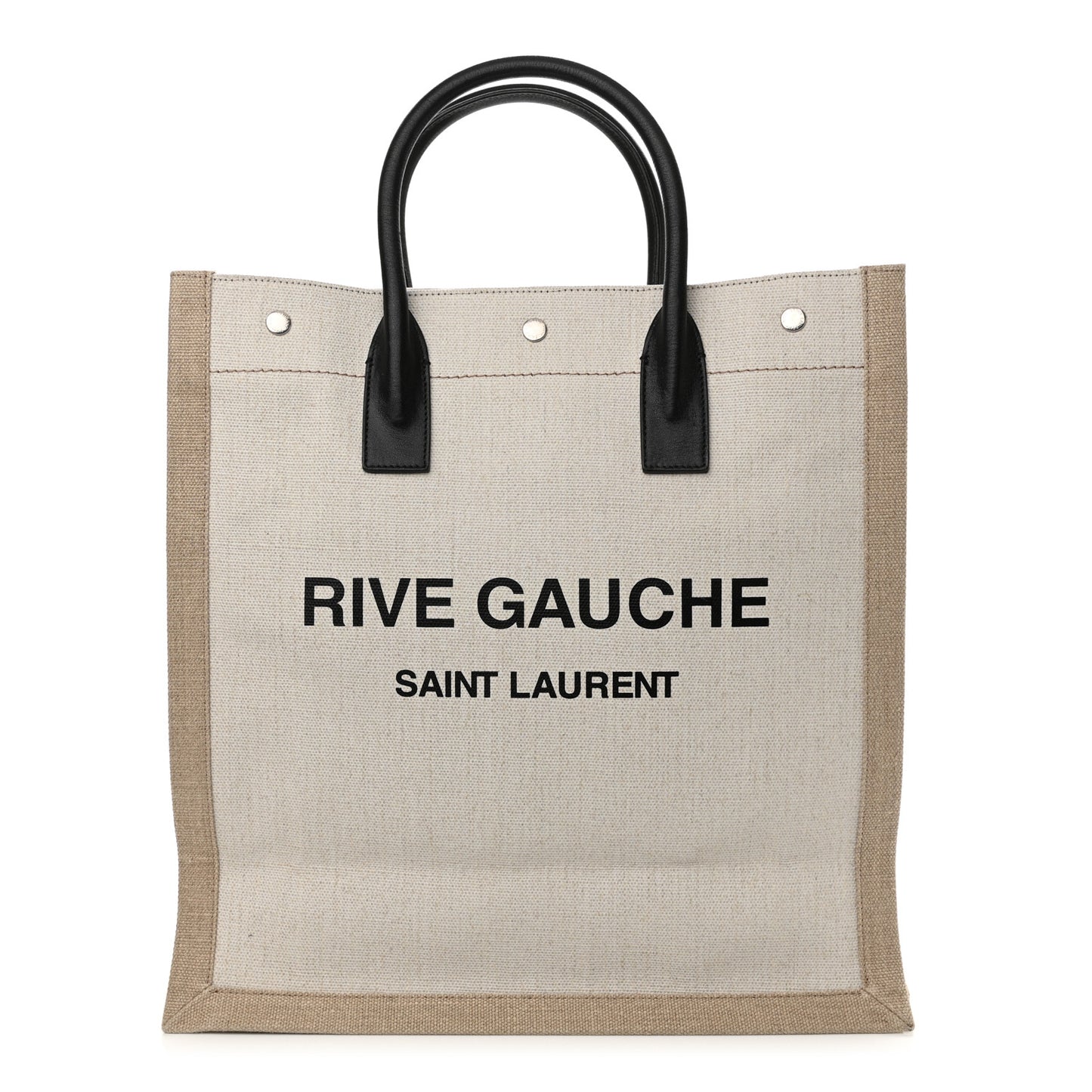 Linen Calfskin Rive Gauche North South Tote Optic White