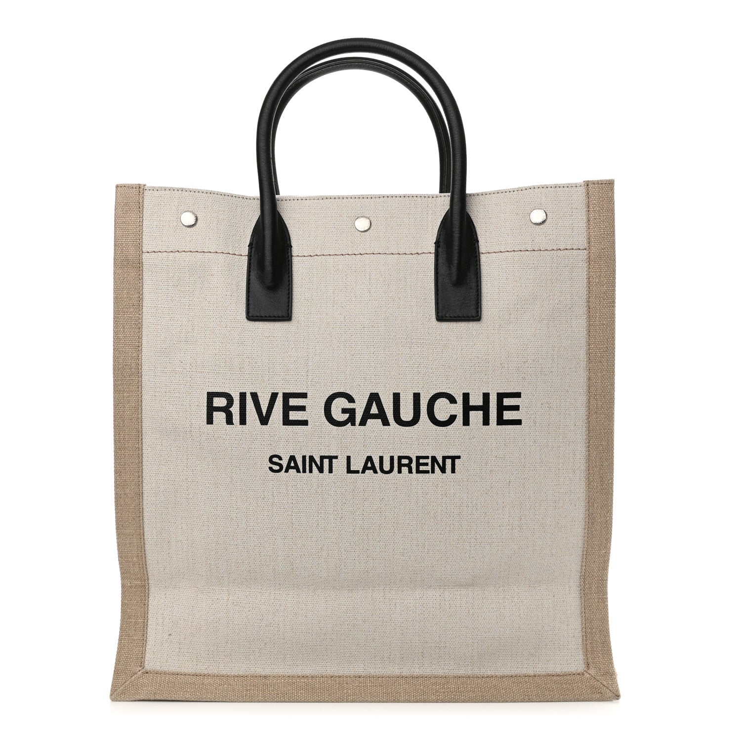 Saint Laurent Linen Calfskin Rive Gauche North South Tote Optic White 1 of 11