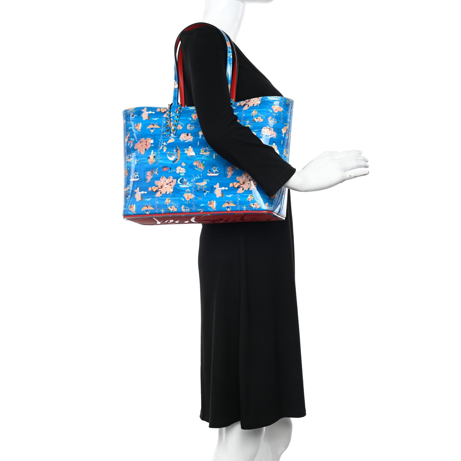 Christian Louboutin Patent Calfskin Small Greekaba Cabata Tote Blue 2 of 11